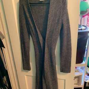 Grey Long Open Sweater